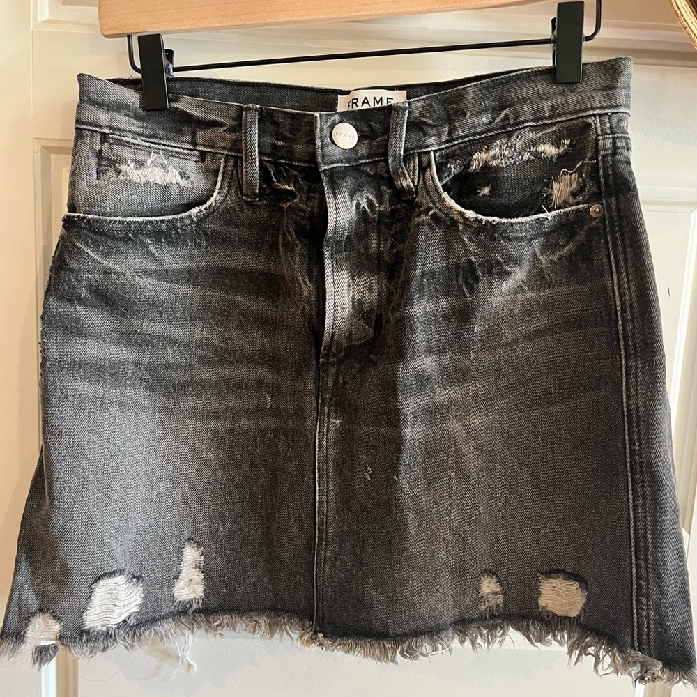 Frame Denim Gray Mini Skirt Casual Frayed